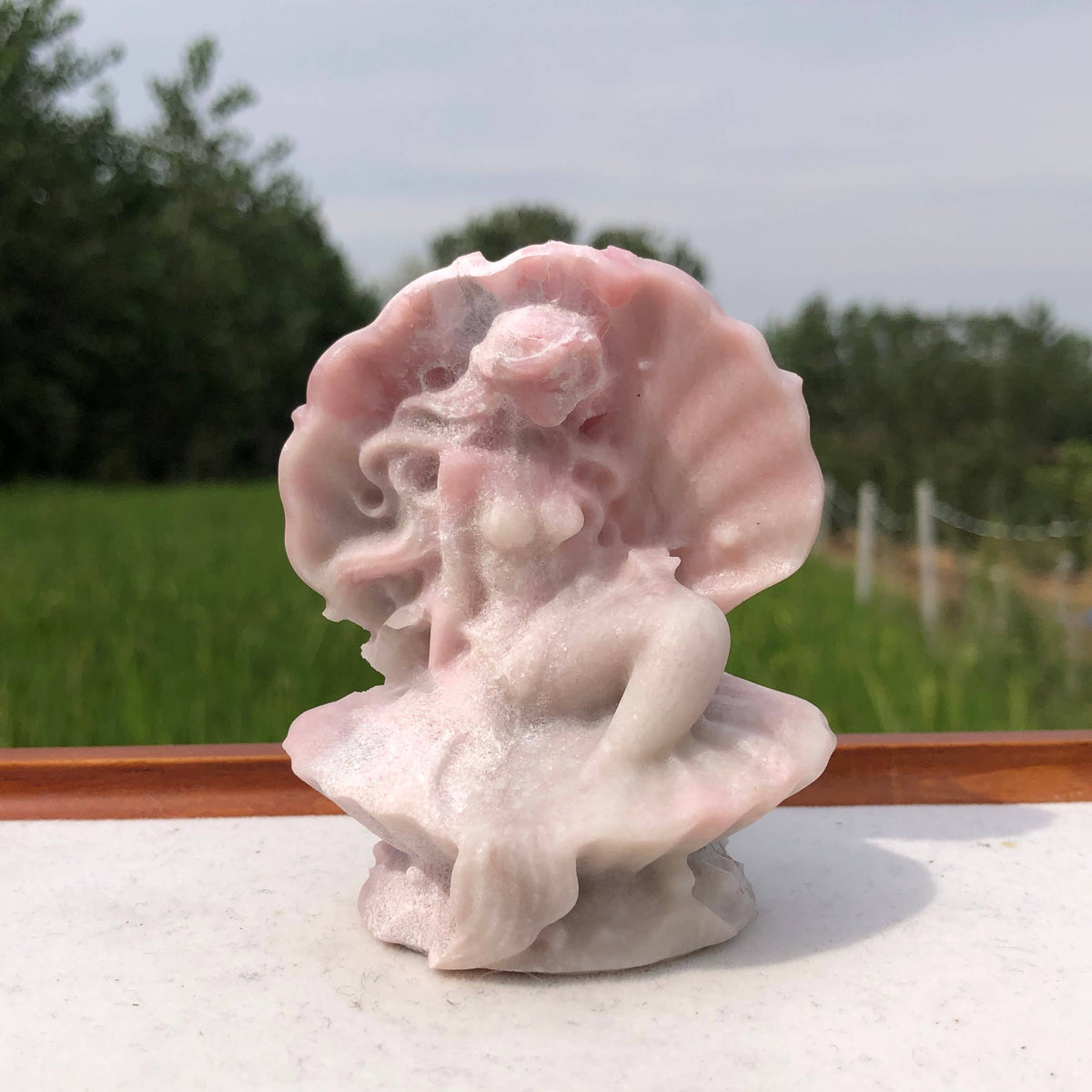 Pink Opal Mermaid Carving