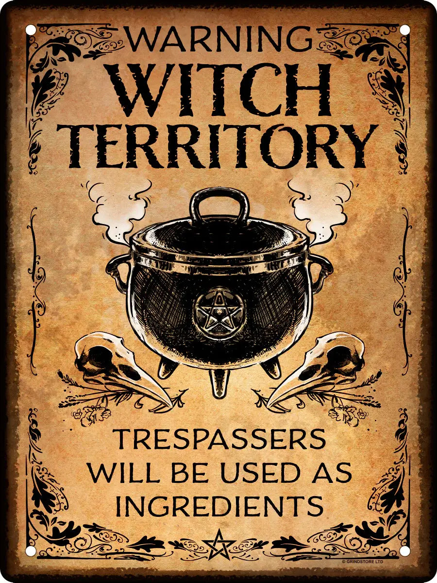 Warning Witch Territory Mini Tin Sign