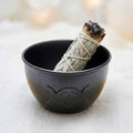 Metal Sage Burner Bowl Triple Moon & Star