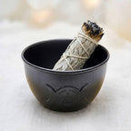 Metal Sage Burner Bowl Triple Moon & Star
