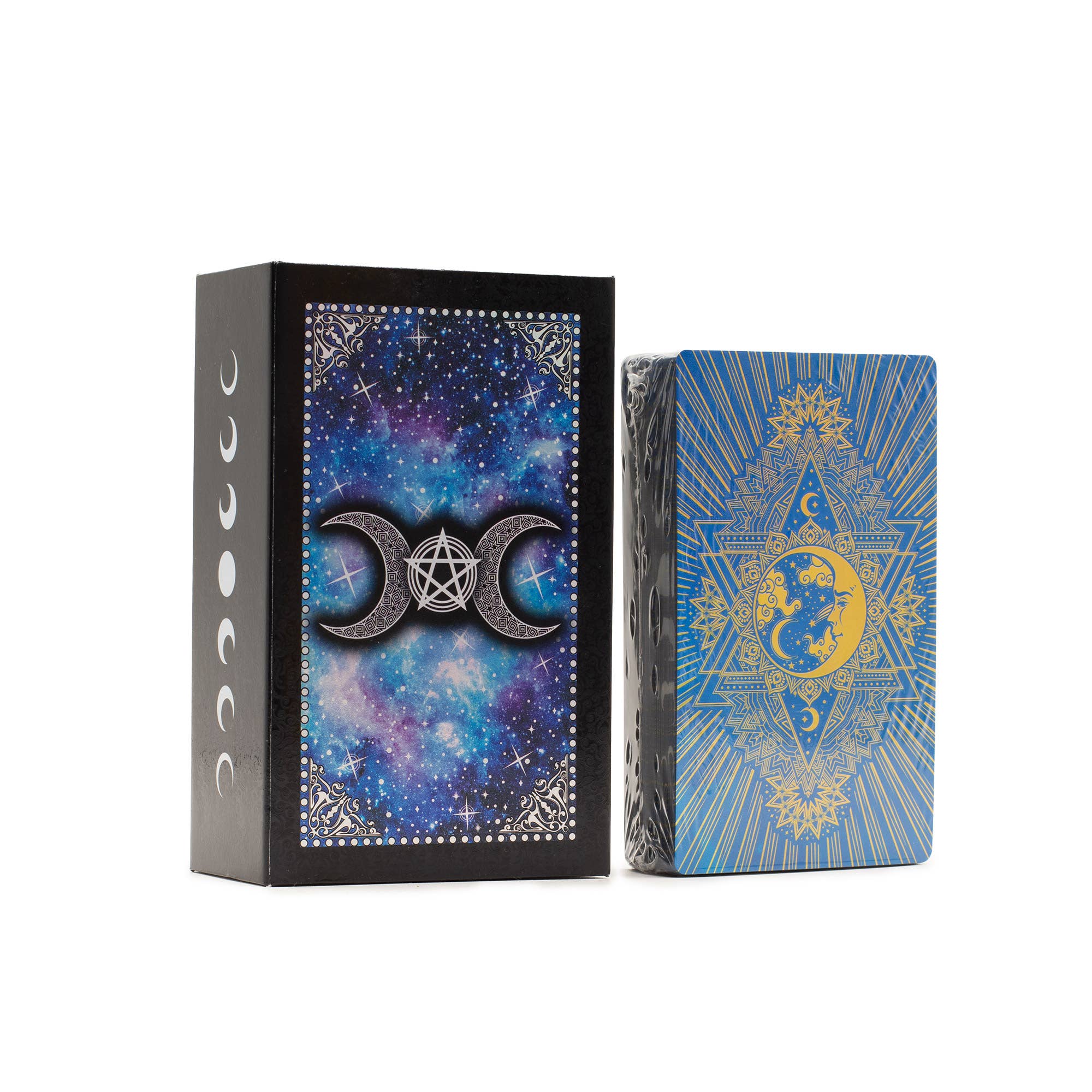 Moon Face Blue Foil Tarot Card Set