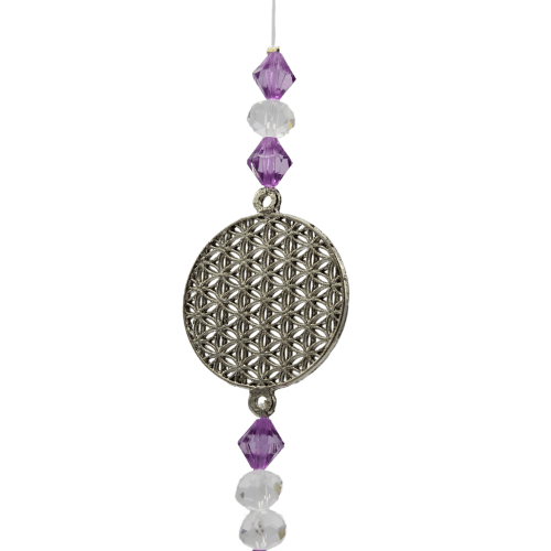Suncatcher Hanging Purple Beads Flower of Life