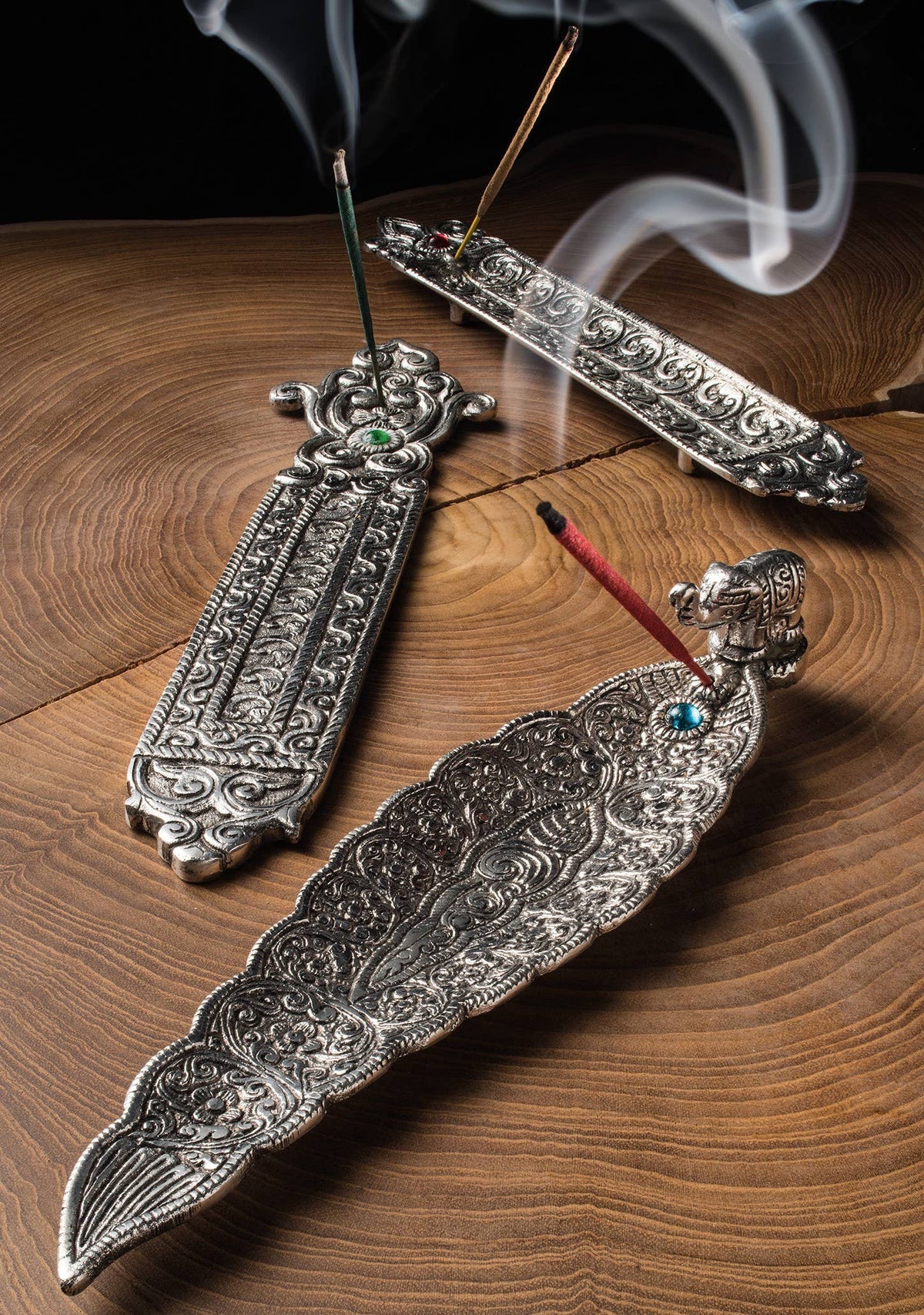 Antique Finish Incense Holder With Elephant
