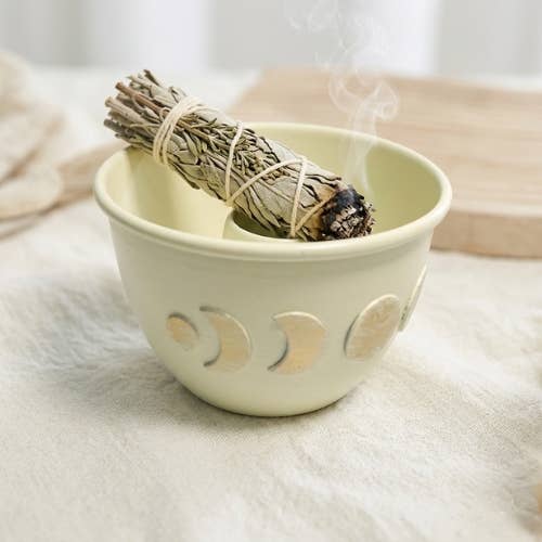 Metal Sage Burner Bowl Moon Phase
