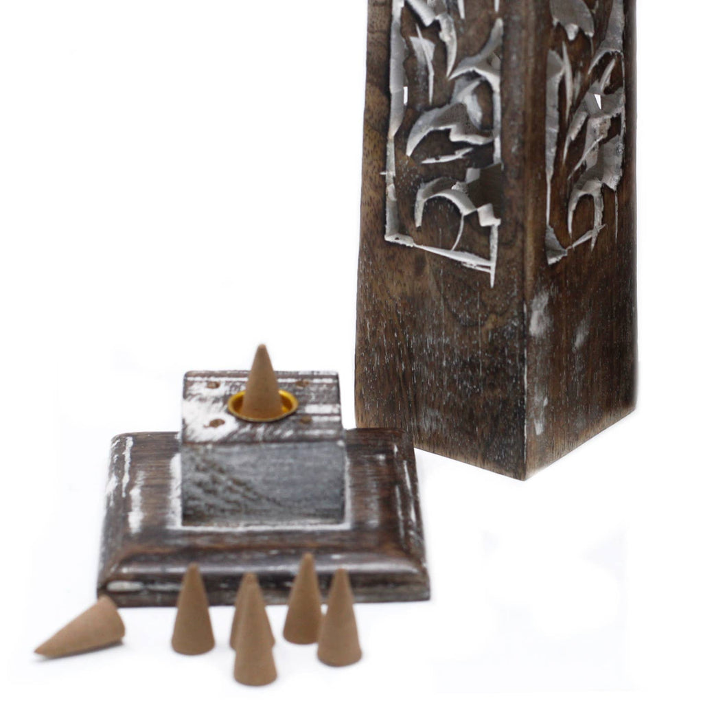 Tapered Incense Tower Mango Wood