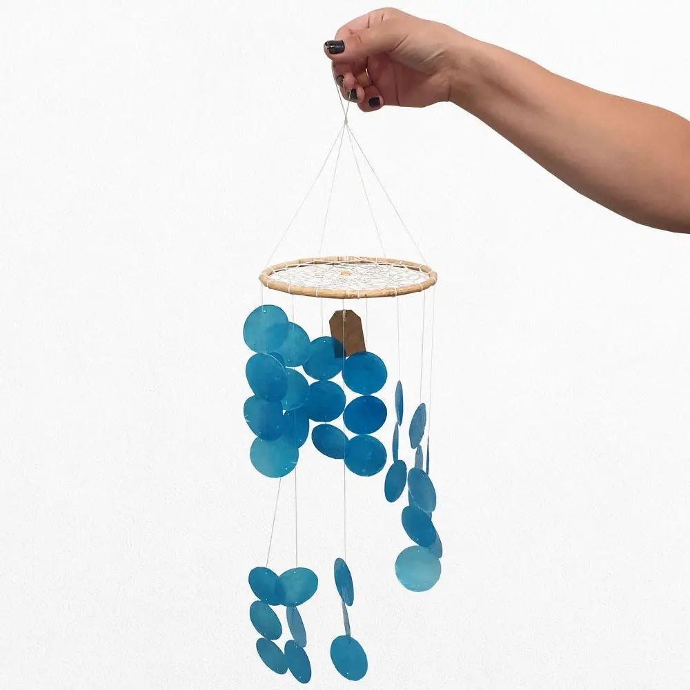 Capiz Shell Wind Chime - Blue