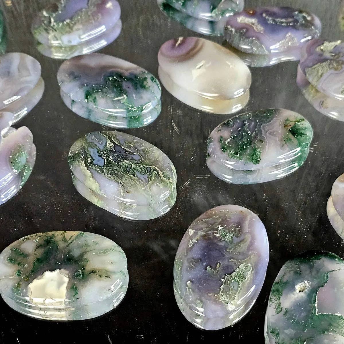 Purple Moss Agate Crystal Palmstone