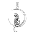 Witchy Cat on Moon Pendant
