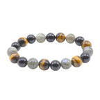 Labradorite, Black Tourmaline & Tiger Eye Bead Bracelet 10mm