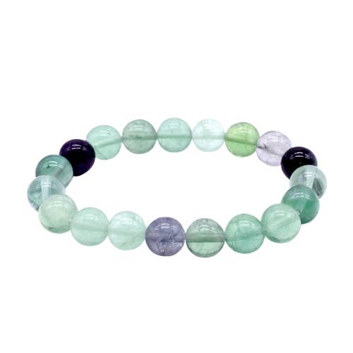 Rainbow Fluorite Bead Bracelet 10 mm
