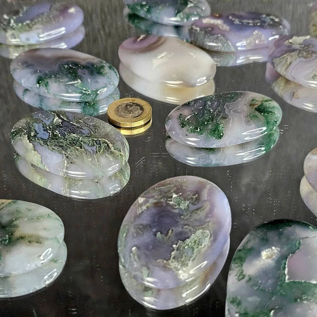 Purple Moss Agate Crystal Palmstone