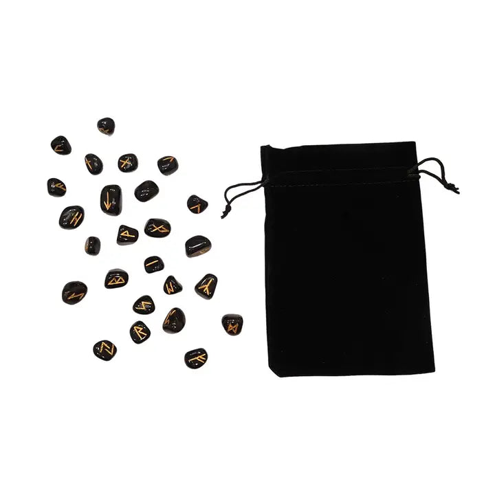 Tumbled Stones Rune Set - Black Agate