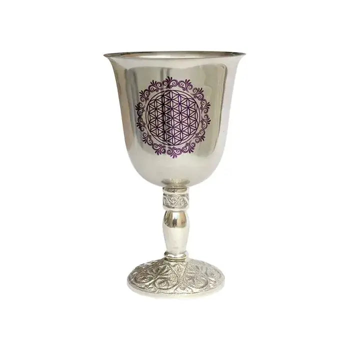 Silver Chalice with Purple Flower of Life