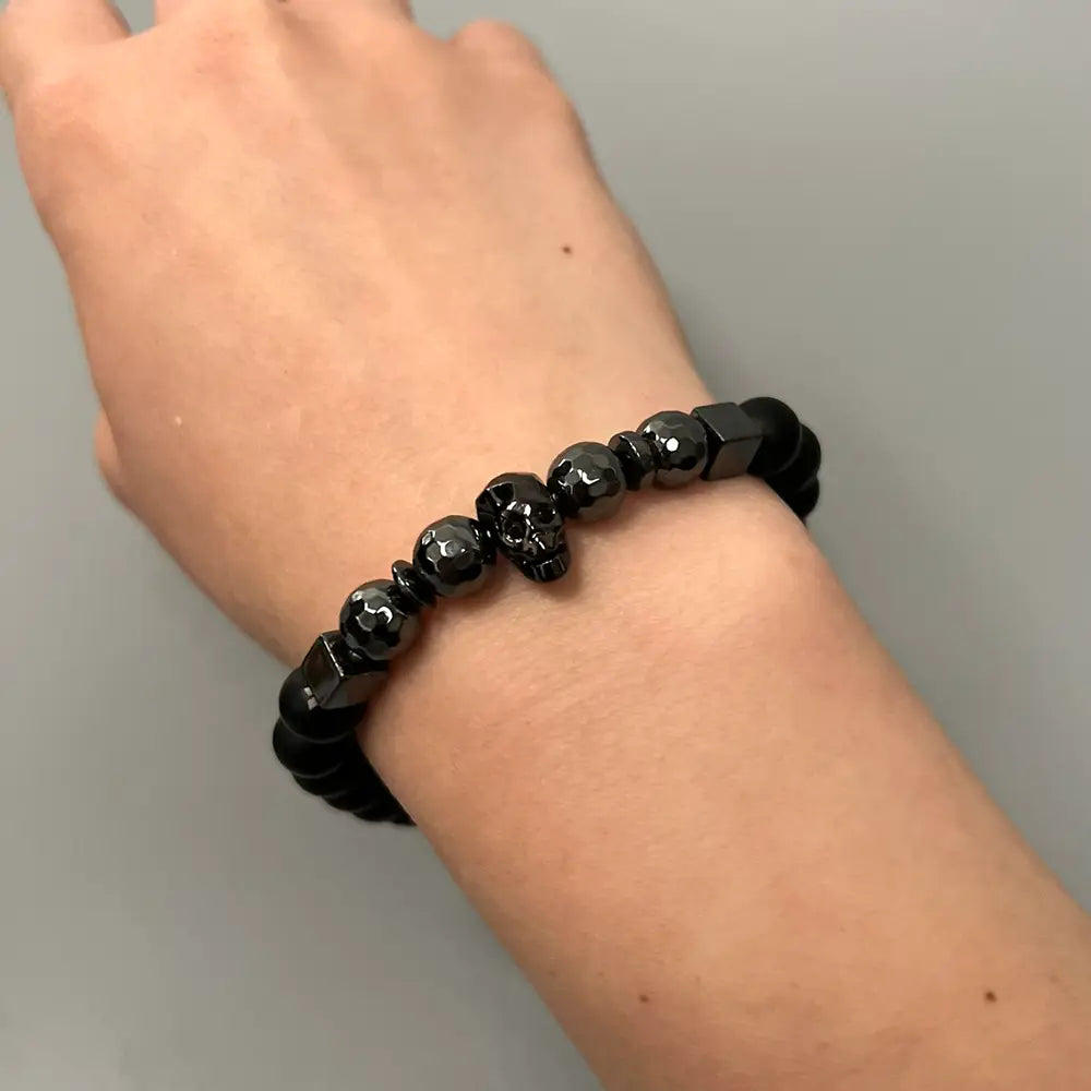 Hematite Skull Bracelet
