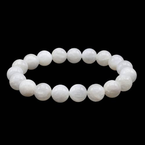 White Moonstone 'AA' Bead Bracelet 10mm