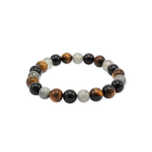 Labradorite, Black Tourmaline & Tiger Eye Bead Bracelet