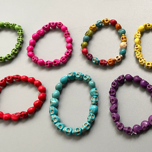 Red Howlite Skulls Bracelet