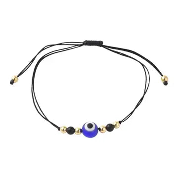 Evil Eye and Black Agate Bracelet