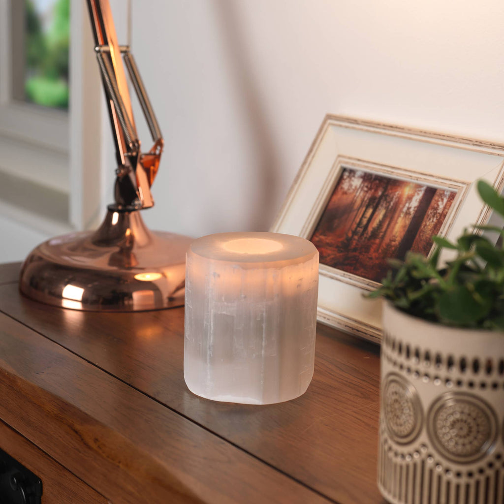 Selenite Candle Holder