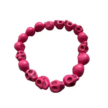 Pink Howlite Skulls Bracelet