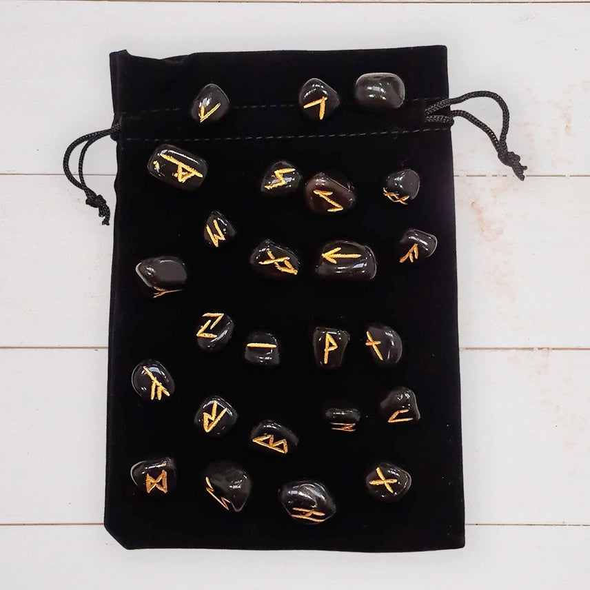 Tumbled Stones Rune Set - Black Agate