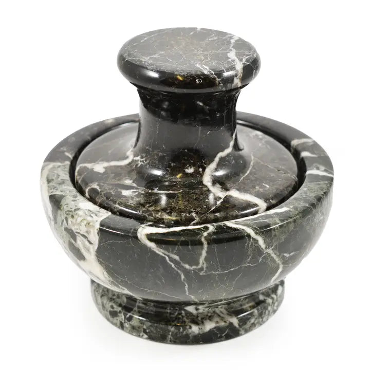 Black Marble Mushroom Pestle & Mortar