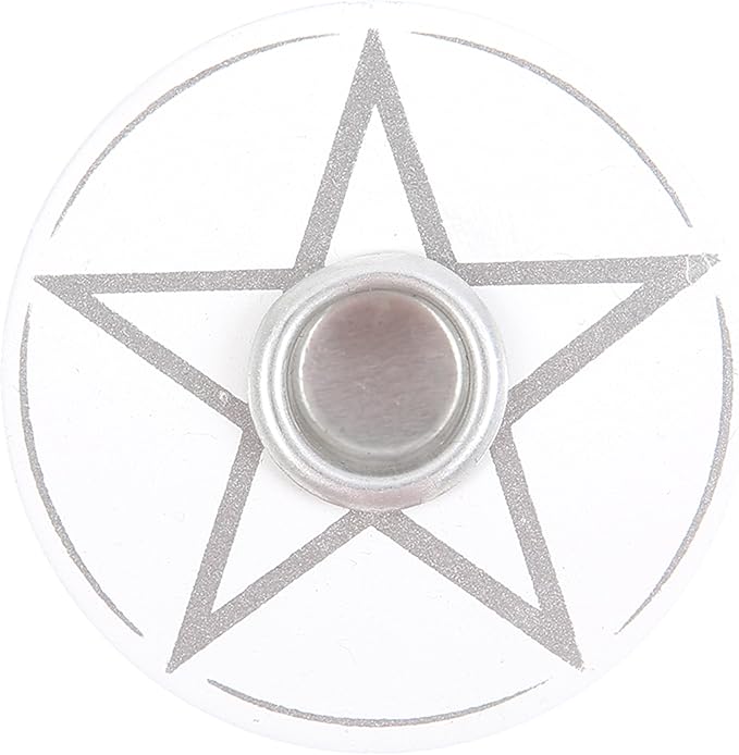 White Pentagram Spell Candle Holder