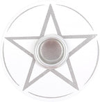 White Pentagram Spell Candle Holder
