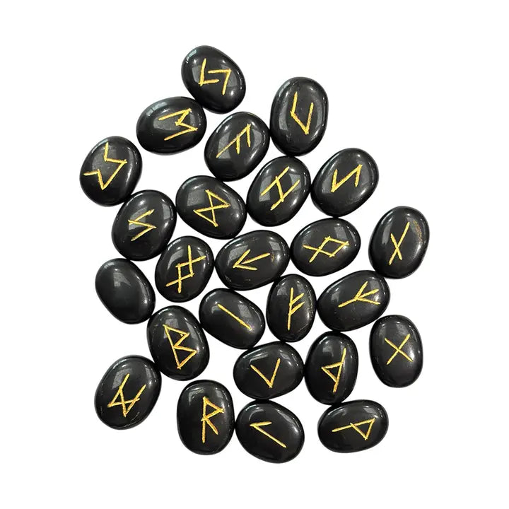 Oval Rune Set - Black Agate