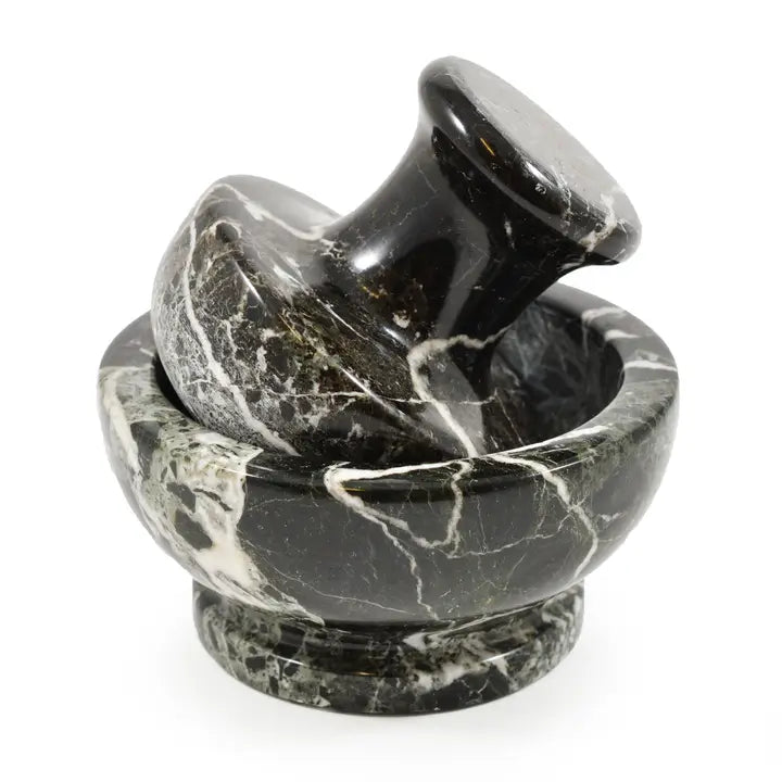 Black Marble Mushroom Pestle & Mortar