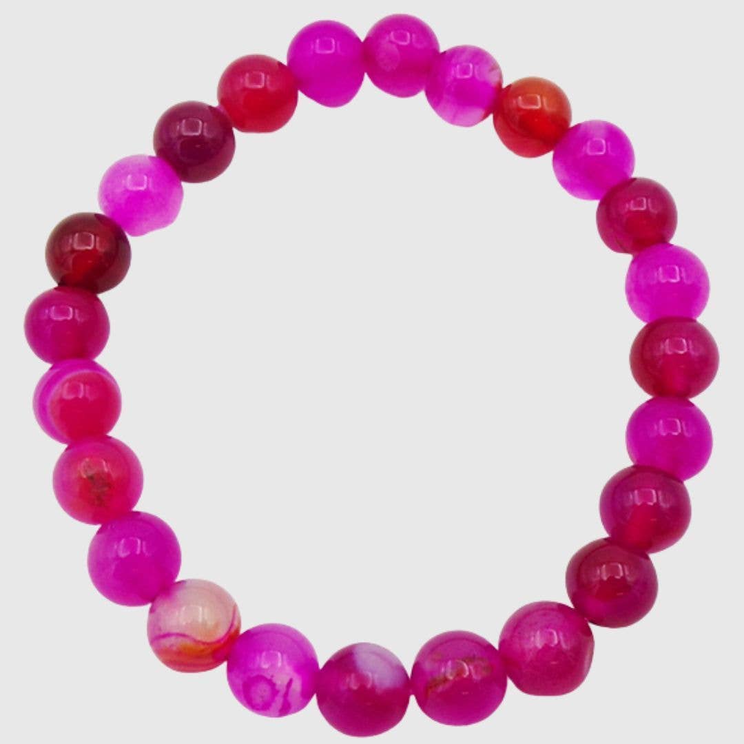 Pink Agate Bead Bracelet