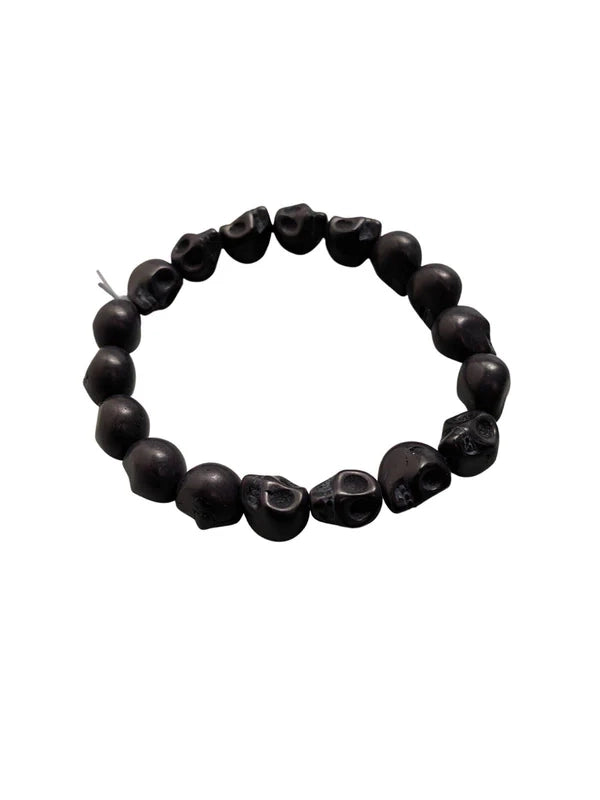 Black Howlite Skulls Bracelet