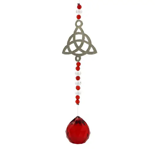 Suncatcher Hanging Red Beads Triquetra