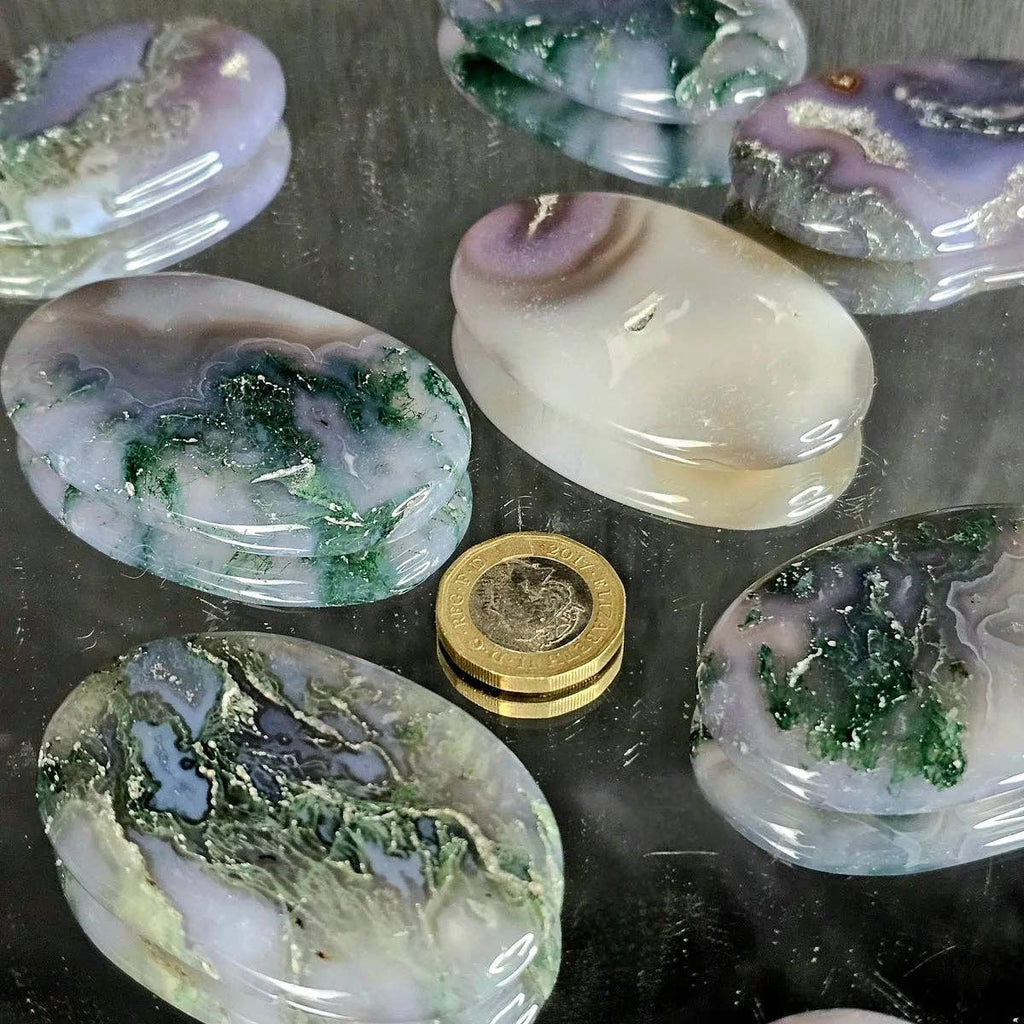 Purple Moss Agate Crystal Palmstone