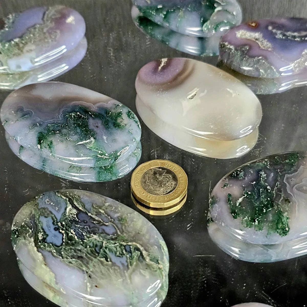 Purple Moss Agate Crystal Palmstone