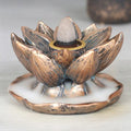 Bronze Finish Lotus Flower Backflow Incense Burner