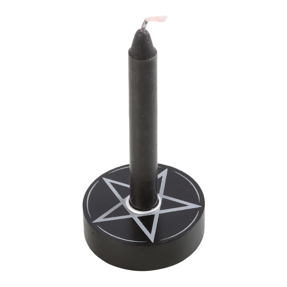 Black Pentagram Spell Candle Holder