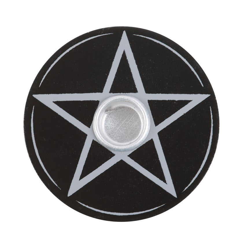 Black Pentagram Spell Candle Holder