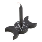 Black Triple Moon Spell Candle Holder