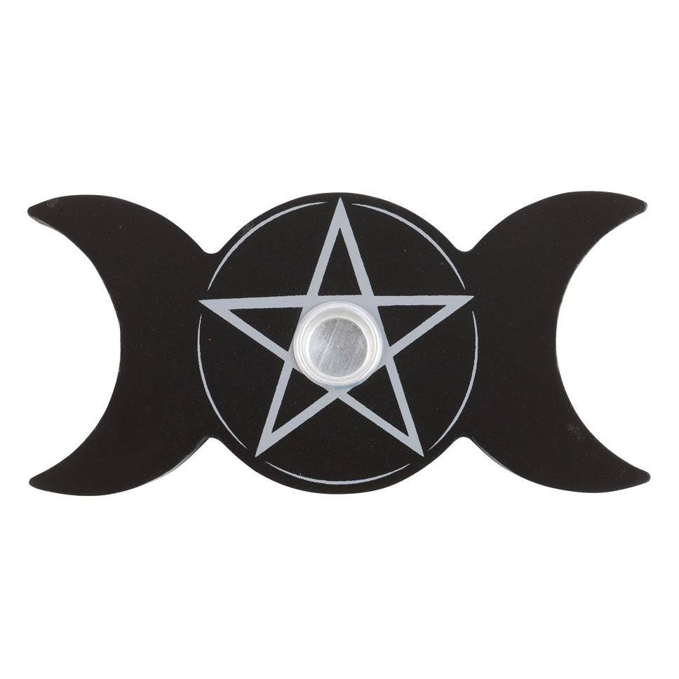 Black Triple Moon Spell Candle Holder