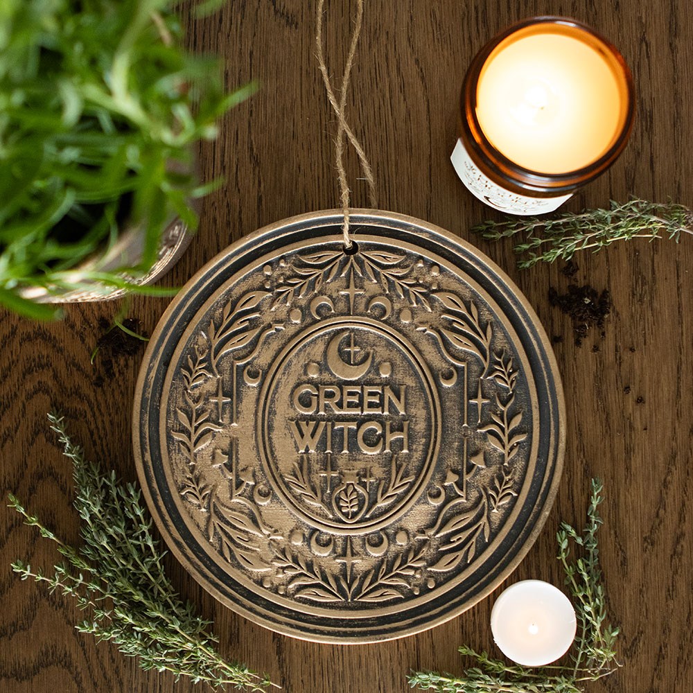 Green Witch Hanging Plaque