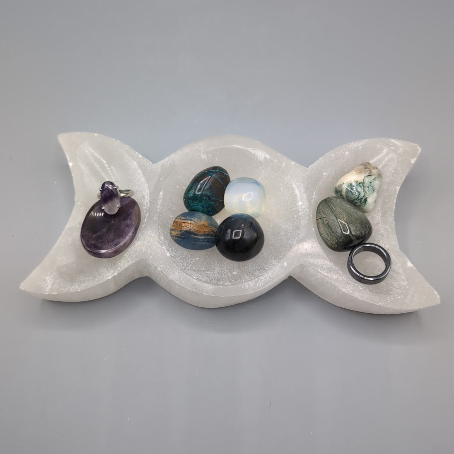 Selenite Triple Moon