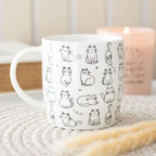 White Happy Cat Print Mug