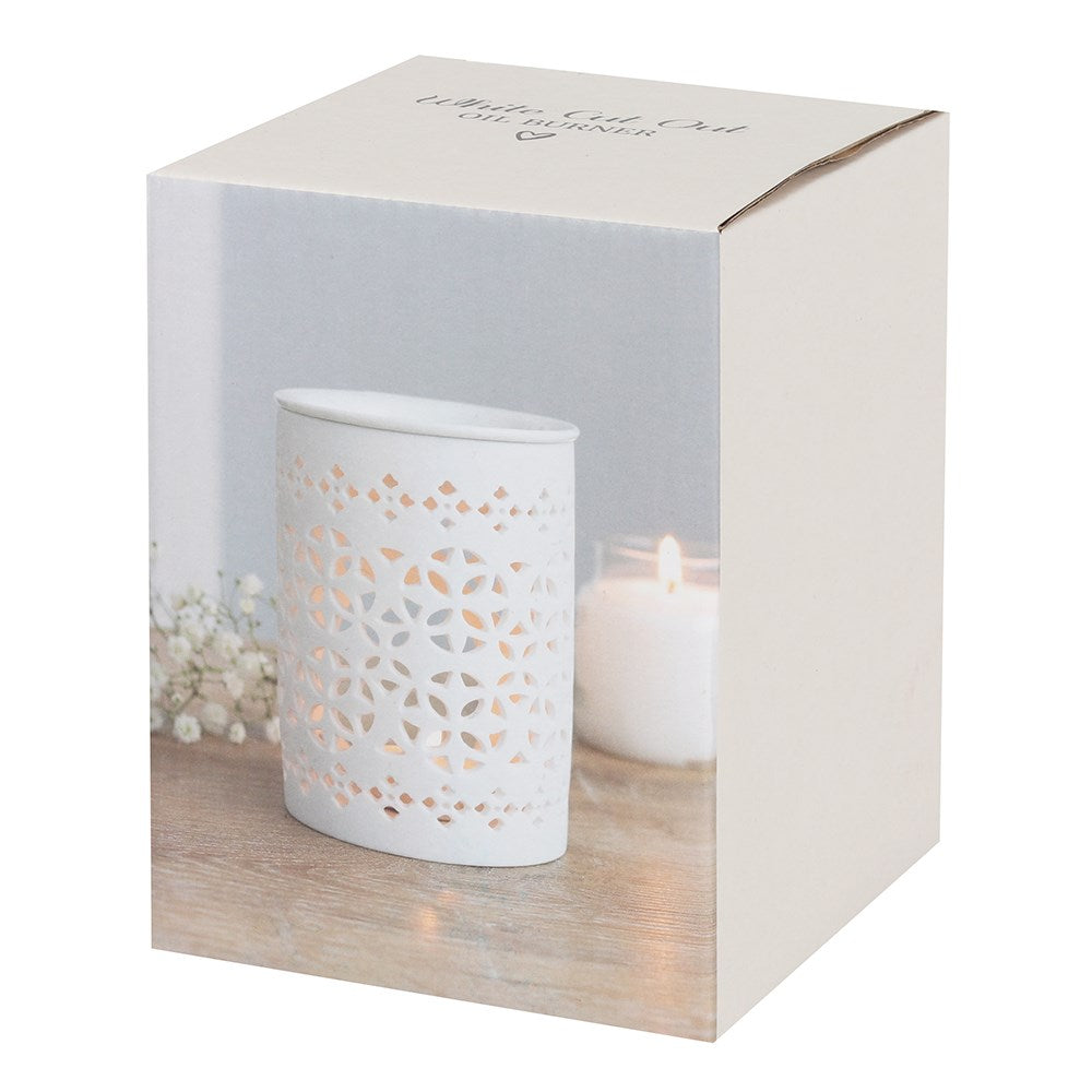 White Matte Cut Out Oil Burner and Wax Warmer