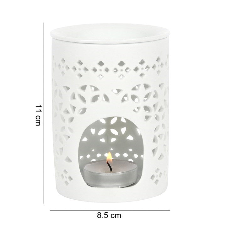 White Matte Cut Out Oil Burner and Wax Warmer