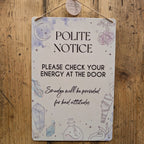 Check Your Energy Hanging Sign