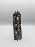 Obsidian Tower with Gold Pattern
