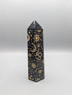 Obsidian Tower with Gold Pattern