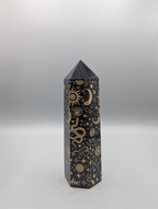Obsidian Tower with Gold Pattern