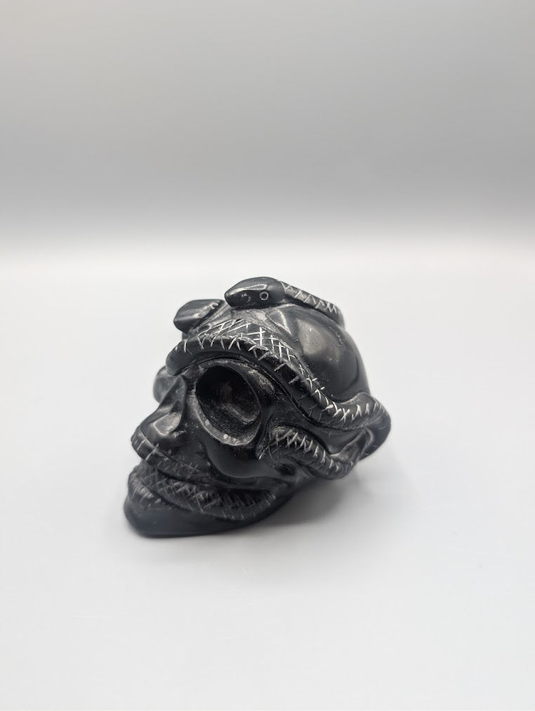 Skull with Snake Carving